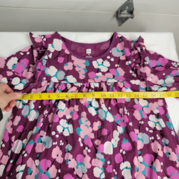 Tea Collection Snowy Branches Mighty Mini ruffle shoulder Dress Girls Size 16 - Picture 7 of 9